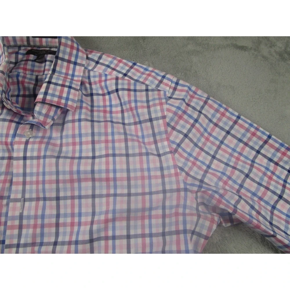 Banana Republic Shirt Mens Medium Blue Plaid Camden‎ Standard Preppy